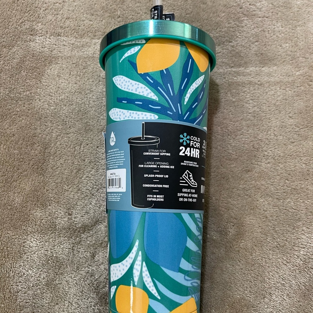 Green Tropical  Tal Ivy Stainless Steel Tumbler - 24 oz - - Picture 2 of 9